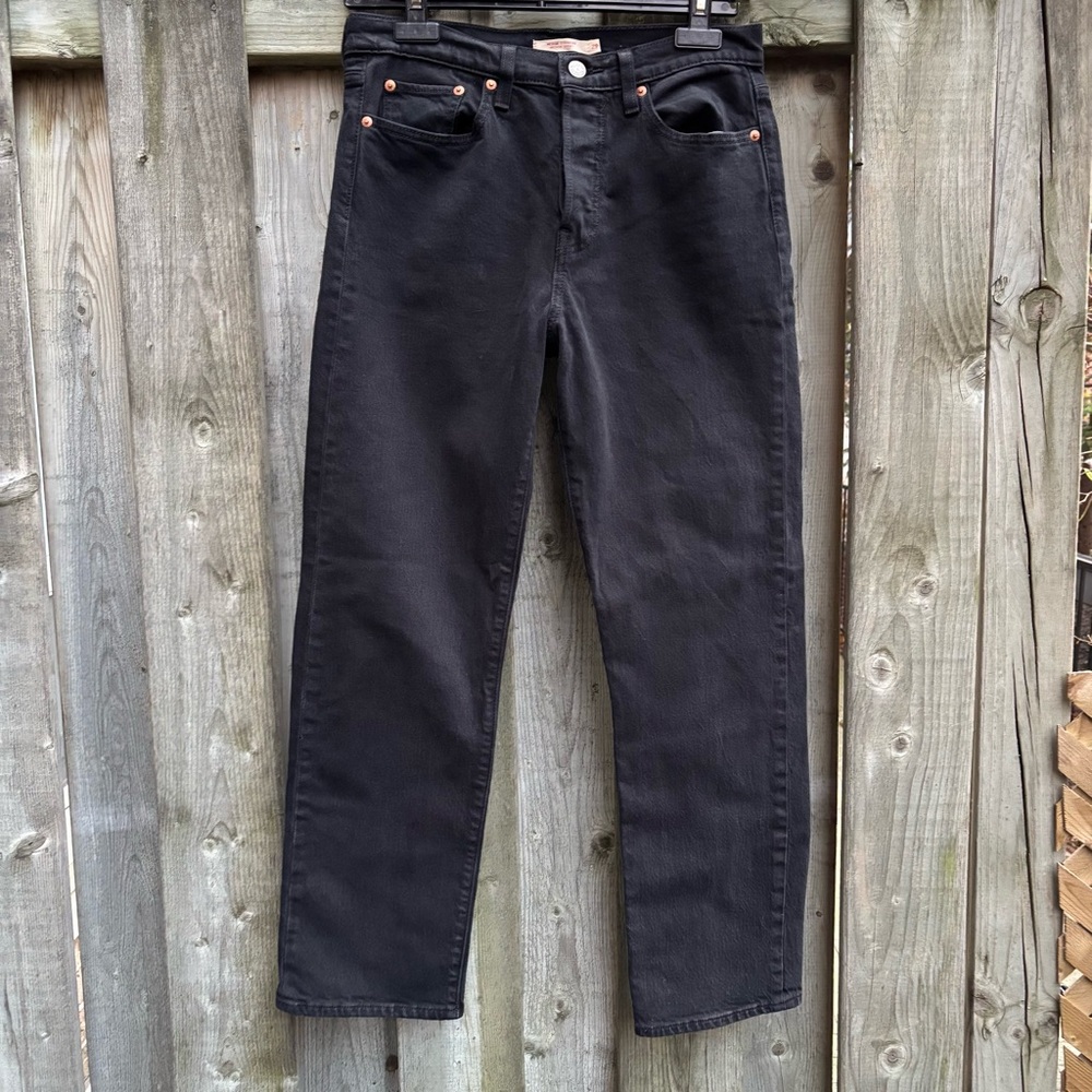 Levi's Black Wedgies Ankle Straight Leg Cropped Jeans